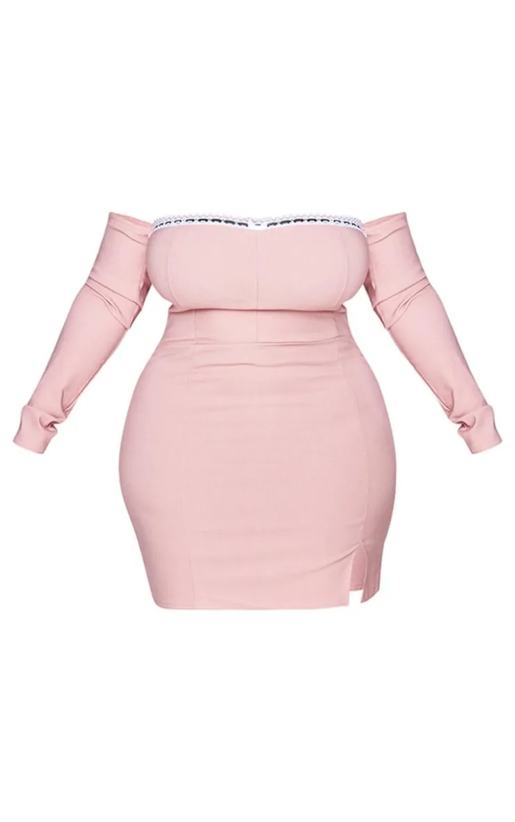 Plus Bardot Corset Detail Bodycon Dress-PrettyLittleThing Outlet