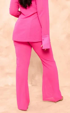 Discount PrettyLittleThing Plus Chiffon Flare Pants Pink