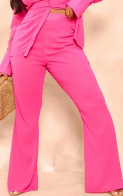 Discount PrettyLittleThing Plus Chiffon Flare Pants Pink