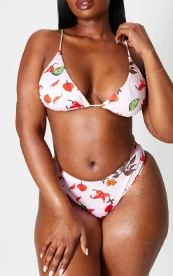 Plus Pink Chilli Printed Bikini Bottom
