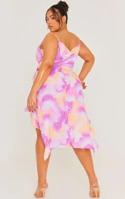Plus Floral Ruffle Detail Midi Dress-PrettyLittleThing Hot