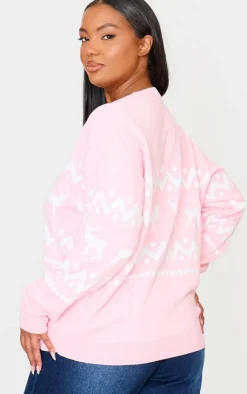 PrettyLittleThing Oversized Sweaters*Plus Oversized Fairisle Panel Christmas Sweater