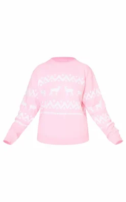 PrettyLittleThing Oversized Sweaters*Plus Oversized Fairisle Panel Christmas Sweater