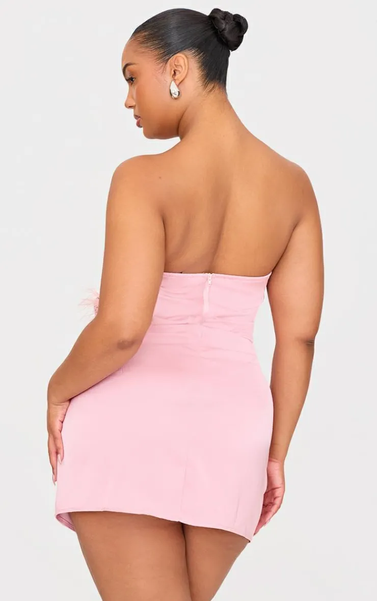 Hot PrettyLittleThing Plus Satin Corset With Corsage Detail Pink
