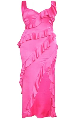 Plus Satin Frill Layered Maxi Dress-PrettyLittleThing Best