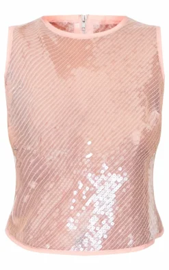 PrettyLittleThing Sleeveless Tops*Plus Sequin Sleeveless Long Top