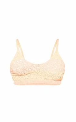 PrettyLittleThing Knitted Tops*Plus Striped Crochet Knit V Neck Crop Top