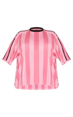 PrettyLittleThing T-Shirts*Plus Striped Oversized Football T-shirt