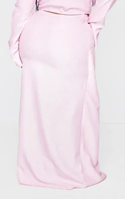New PrettyLittleThing Plus Tie Side Midi Skirt Pink