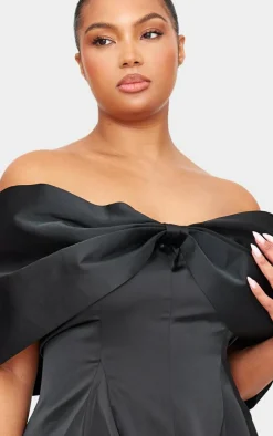 Plus Premium Satin Extreme Bow Detail Romper-PrettyLittleThing Hot