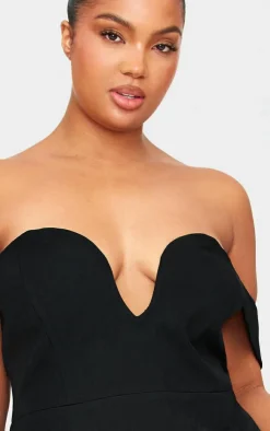 Plus Premium Wired Bardot Shift Dress-PrettyLittleThing New
