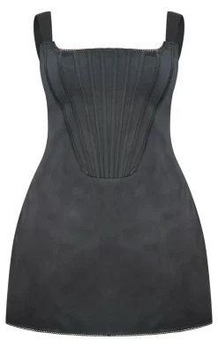 Plus Premium Woven Lace Back Corset Bodycon Dress-PrettyLittleThing Clearance