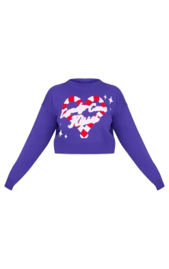 PrettyLittleThing Sweaters*Plus Candy Cane Kisses Cropped Christmas Sweater
