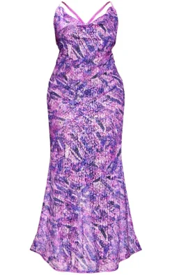 Plus Sequin Floral Cowl Neck Maxi Dress-PrettyLittleThing Clearance