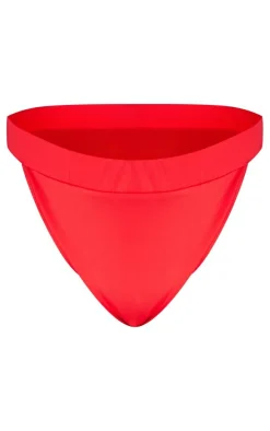 Plus Red High Leg Bikini Bottoms
