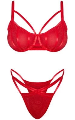 Plus Lurex Glitter Mesh Lingerie Set-PrettyLittleThing Outlet