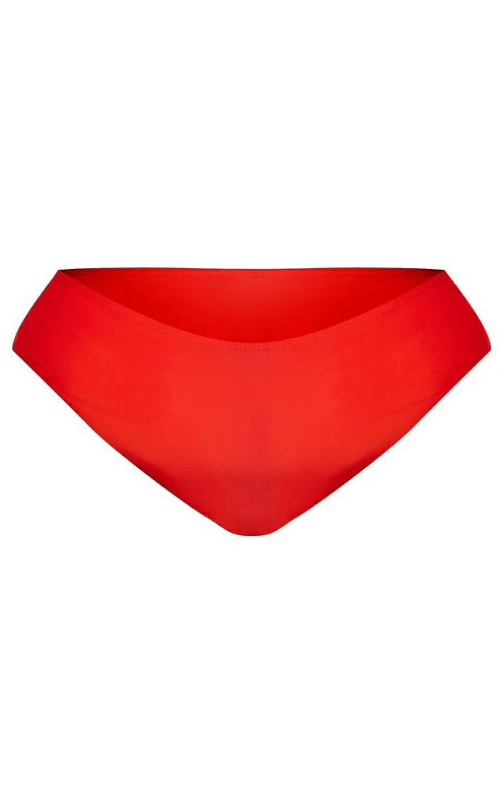 Plus Red Mix & Match High Waist Bikini Bottoms
