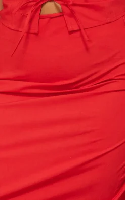 Hot PrettyLittleThing Plus Poplin Maxi Skirt Red