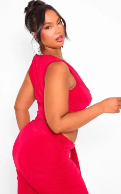 Outlet PrettyLittleThing Plus Slinky Crop Top Red