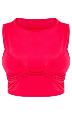 Outlet PrettyLittleThing Plus Slinky Crop Top Red
