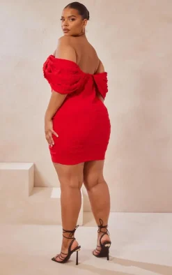 Plus Textu V Bar Bodycon Dress-PrettyLittleThing Online