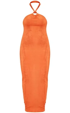 Plus Acetate Slinky Ring Detail Midi Dress-PrettyLittleThing Outlet