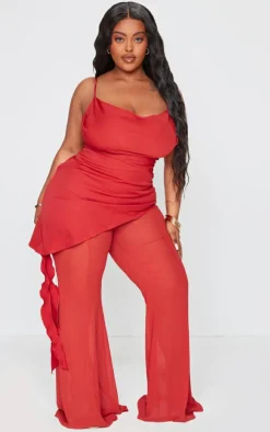 Plus Cowl Neck Long Overlay Jumpsuit-PrettyLittleThing Sale