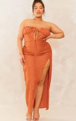 Plus Side Split Halterneck Midi Dress-PrettyLittleThing New