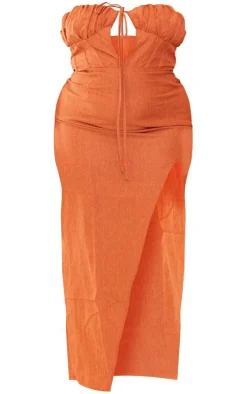 Plus Side Split Halterneck Midi Dress-PrettyLittleThing New