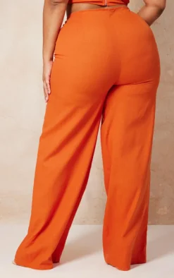 Outlet PrettyLittleThing Plus Wide Leg Pants Rust