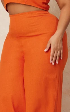 Outlet PrettyLittleThing Plus Wide Leg Pants Rust