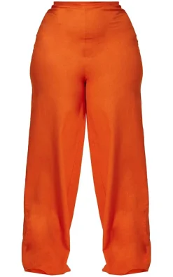 Outlet PrettyLittleThing Plus Wide Leg Pants Rust