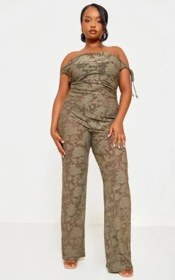 Plus Devore Shoulder Tie Jumpsuit-PrettyLittleThing Discount