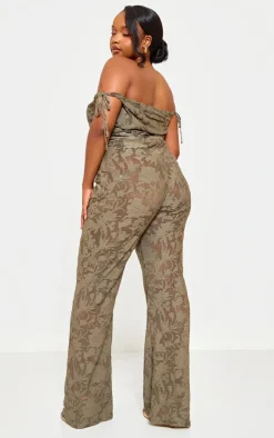 Plus Devore Shoulder Tie Jumpsuit-PrettyLittleThing Discount