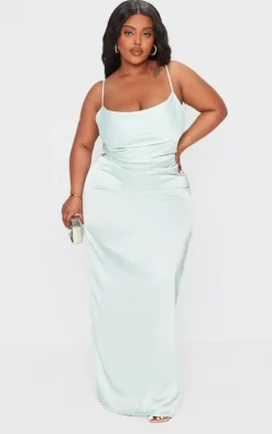 Plus Satin Cowl Neck Midi Dress-PrettyLittleThing Best