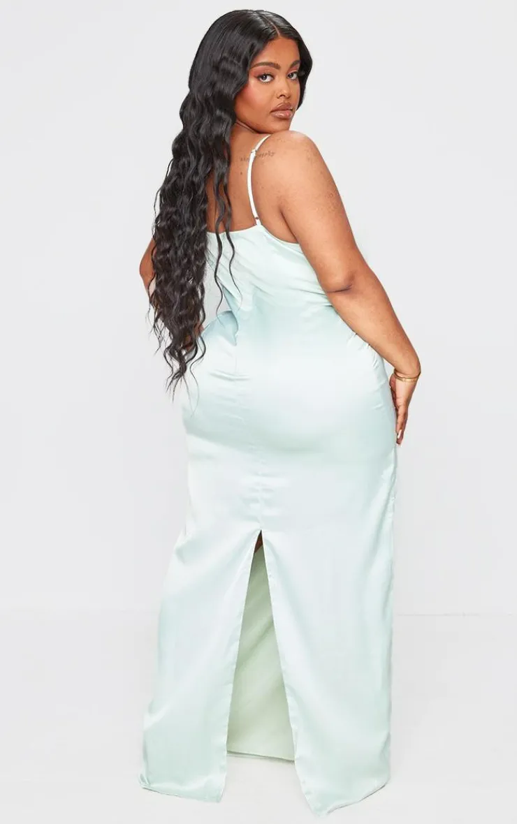 Plus Satin Cowl Neck Midi Dress-PrettyLittleThing Best