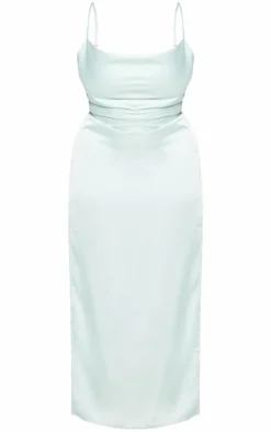 Plus Satin Cowl Neck Midi Dress-PrettyLittleThing Best