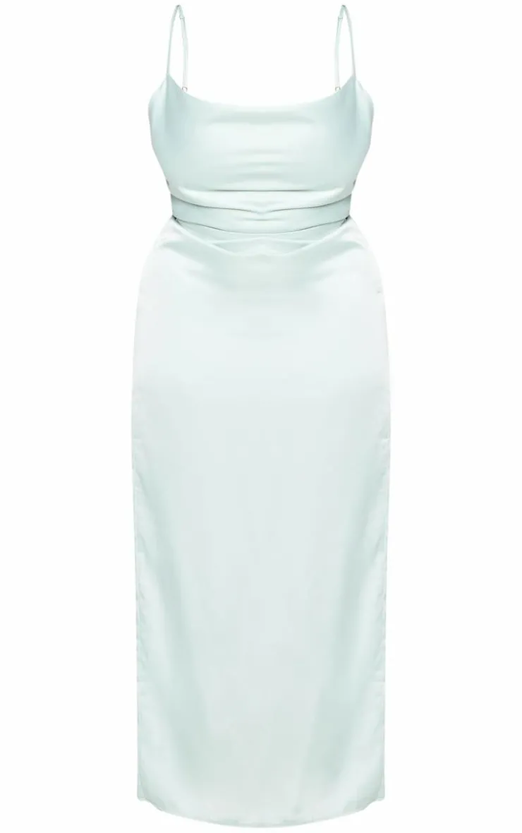 Plus Satin Cowl Neck Midi Dress-PrettyLittleThing Best