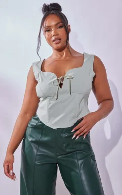 PrettyLittleThing Corsets*Plus Stretch Woven Lace Up Corset Top