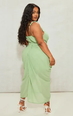 Plus Underwire Detail Draped Midi Dress-PrettyLittleThing Sale