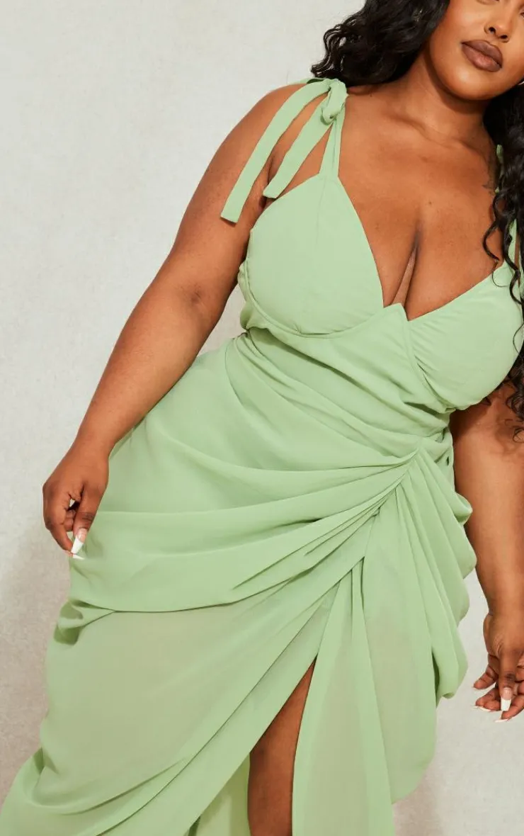 Plus Underwire Detail Draped Midi Dress-PrettyLittleThing Sale
