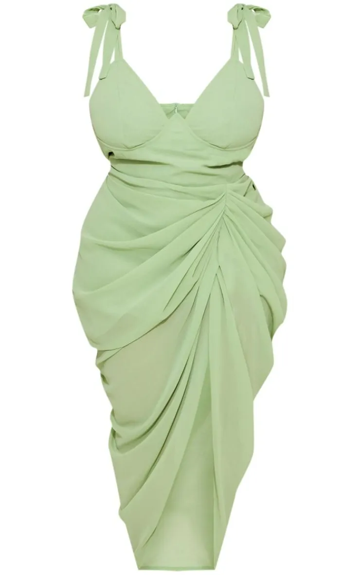 Plus Underwire Detail Draped Midi Dress-PrettyLittleThing Sale