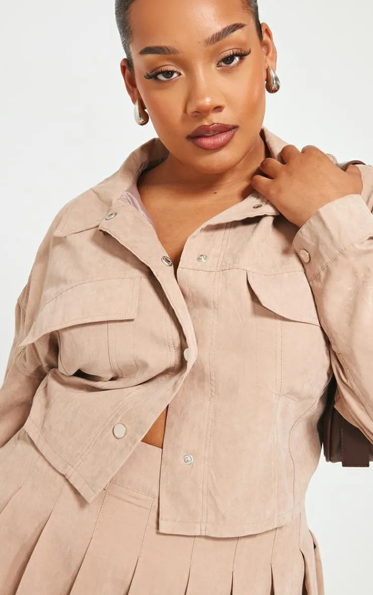 PrettyLittleThing Shirts*Plus Cropped Cargo Pocket Shirt