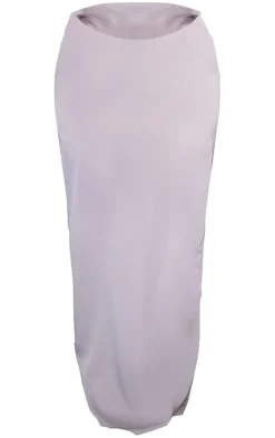 PrettyLittleThing Plus Diamante Chain Trim Maxi Skirt Silver