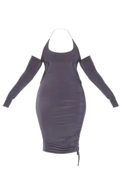 Plus Slinky Ruched Cut Out Midi Dress-PrettyLittleThing Best