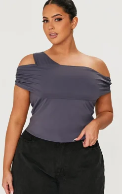 PrettyLittleThing Snatched*Plus Contour Bardot Twist Detail Top