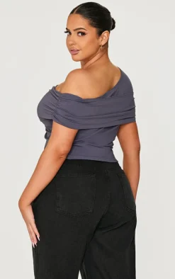 PrettyLittleThing Snatched*Plus Contour Bardot Twist Detail Top