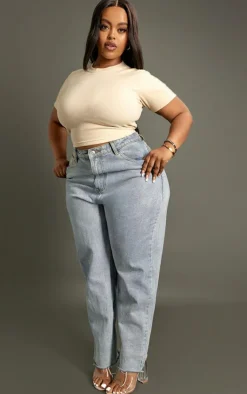 PrettyLittleThing Basic Tops*Plus Basic Rib Short Sleeve Crop Top