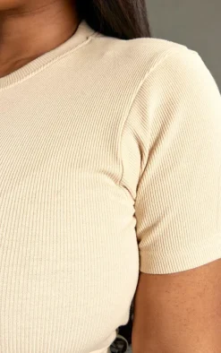 PrettyLittleThing Basic Tops*Plus Basic Rib Short Sleeve Crop Top