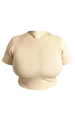 PrettyLittleThing Basic Tops*Plus Basic Rib Short Sleeve Crop Top